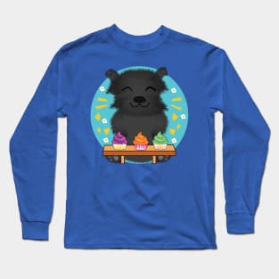 Affenpinscher eating cupcakes, Cute Affenpinscher, affenpinscher breed, i love my affenpinscher, funny affenpinscher, affenpinscher puppy, cute pets, Monkey Terrier, Baking Lover, cute animal friendly Long Sleeve T-Shirt